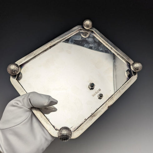 英国ヴィンテージ シルバープレート製 ゴルフデザイン ペンスタンド&インク壺ペア